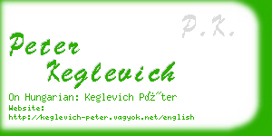 peter keglevich business card